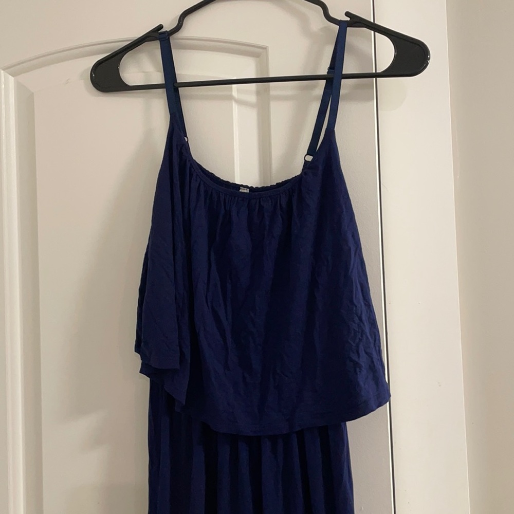 Blue Sundress with Top Ruffle
